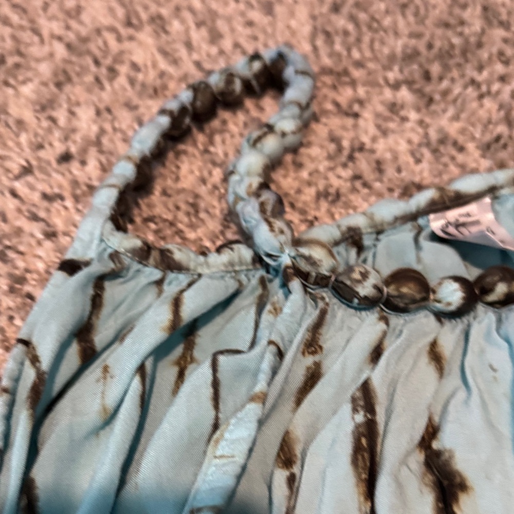 Bali Light Blue and Brown Tie-Dye Braided-Strap Tunic (one size) - Picture 3 of 7